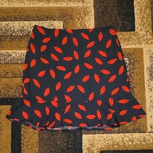 Red and Black Ruffled Mini Skirt
